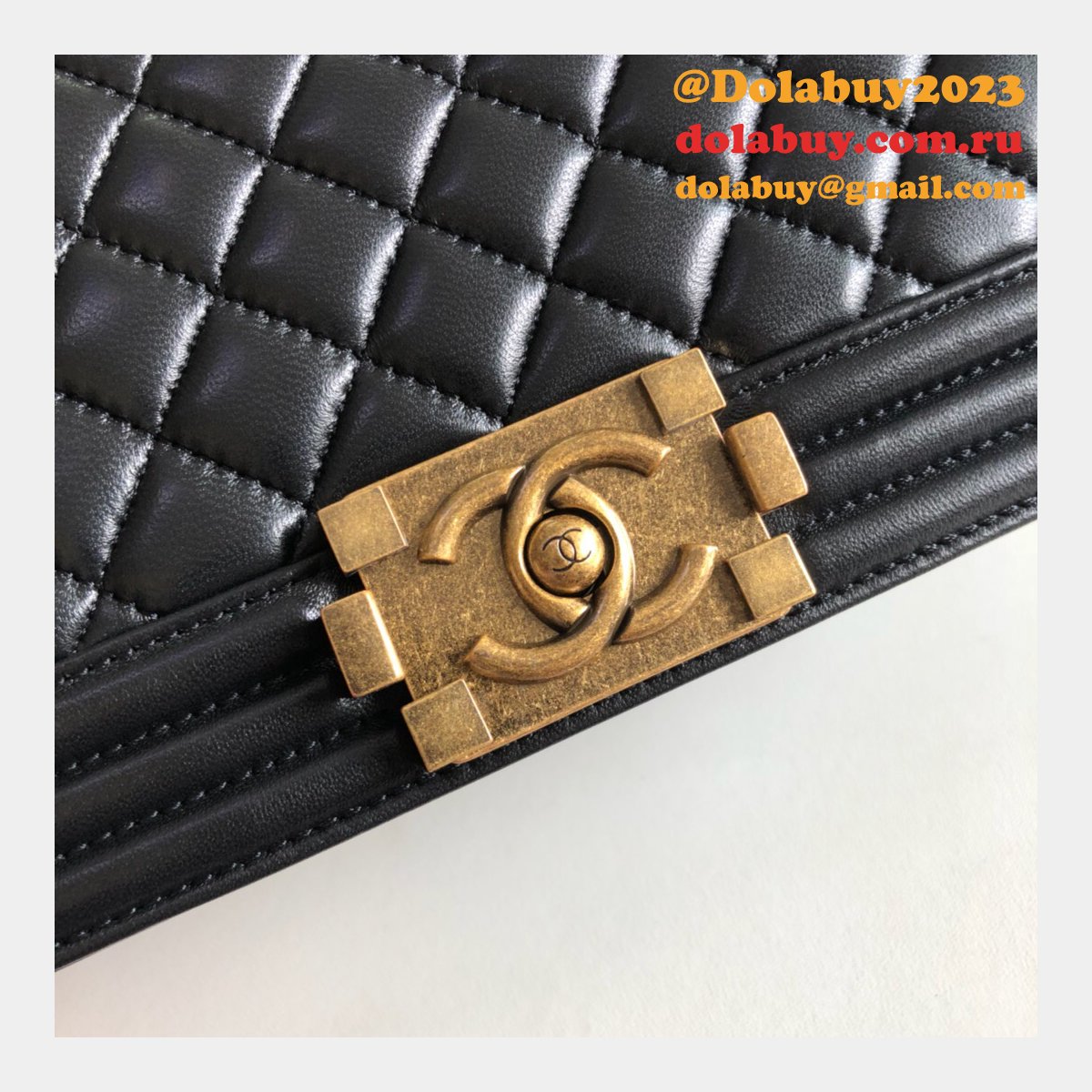 Fashion CC Le Boy Top Quality Black Bags lambskin 25cm