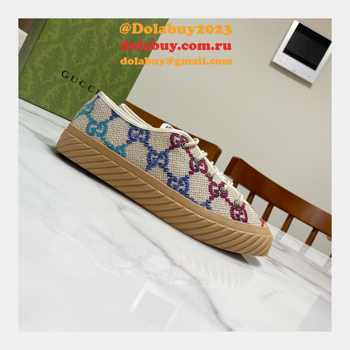 G*u*i shoes replica double g canvas 1:1 mirror high-quality