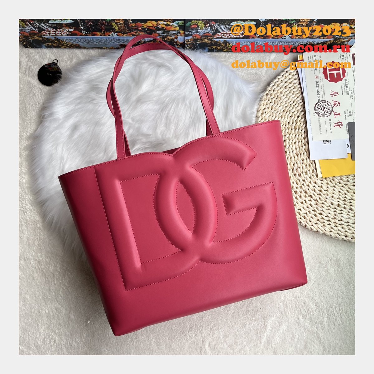 Luxury Replica Dolce & Gabbana Shopping DG Logo Tote 6650 Store Bag