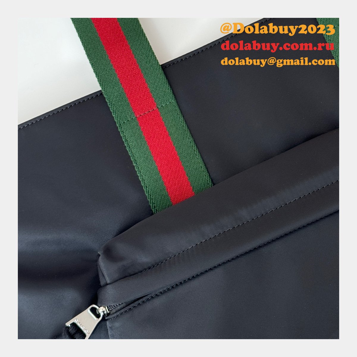 replica G*u*i 7 star 802172 tote bag black nylon