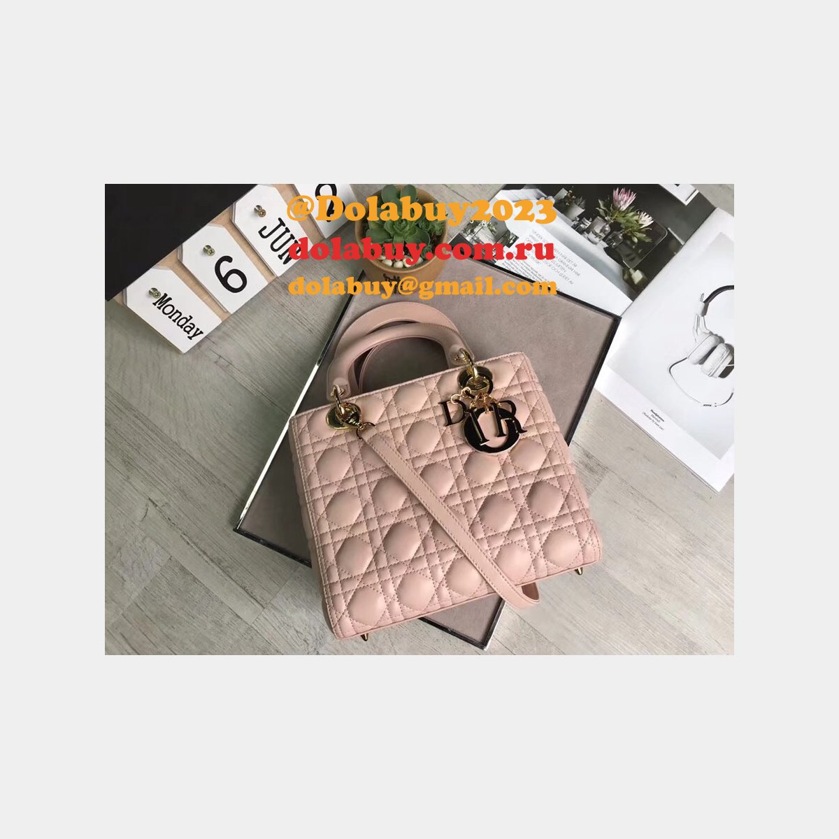 Fashion Christian Dior Lady Dior Top Quality 24CM Fake Bag