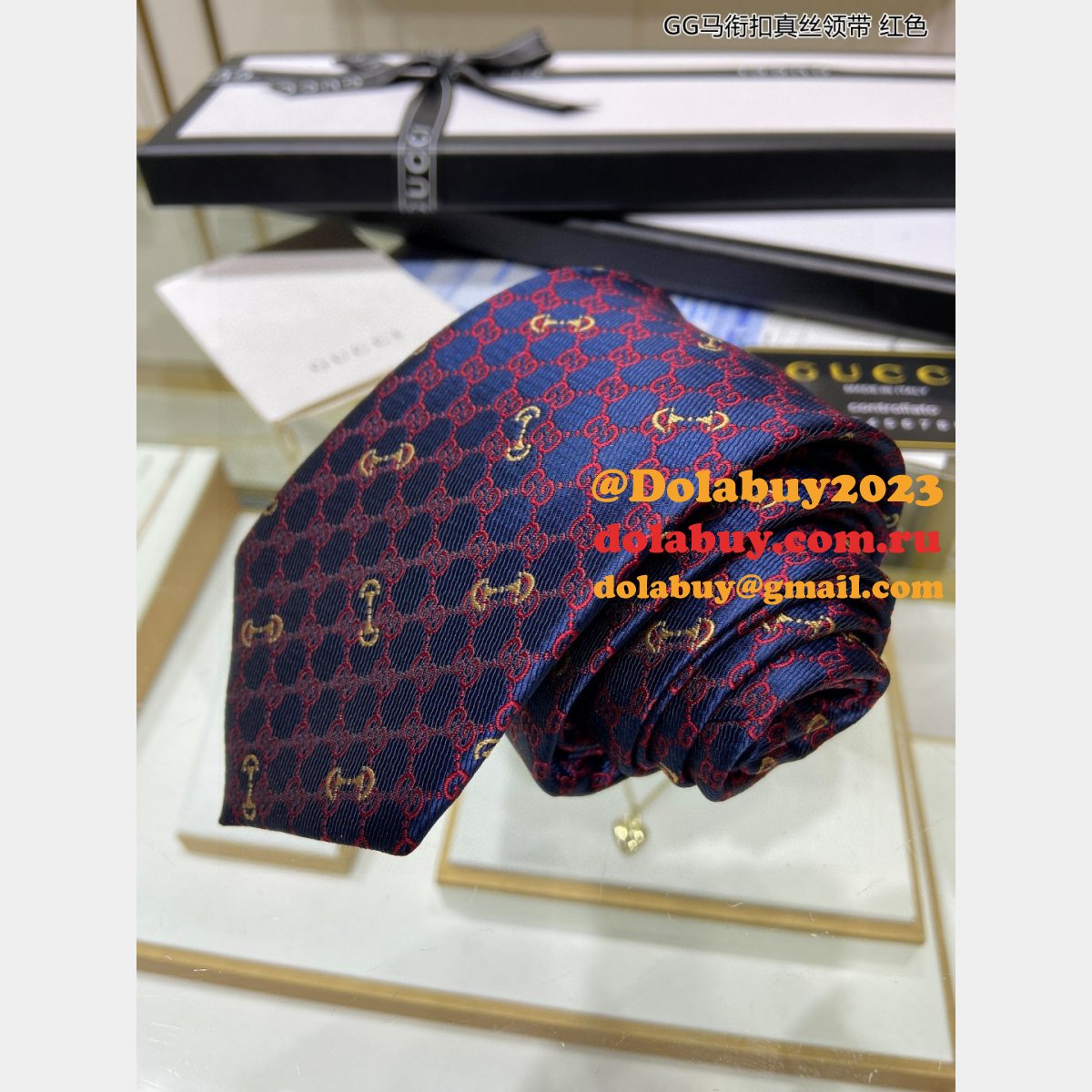 Wholesale GG horsebit silk tie