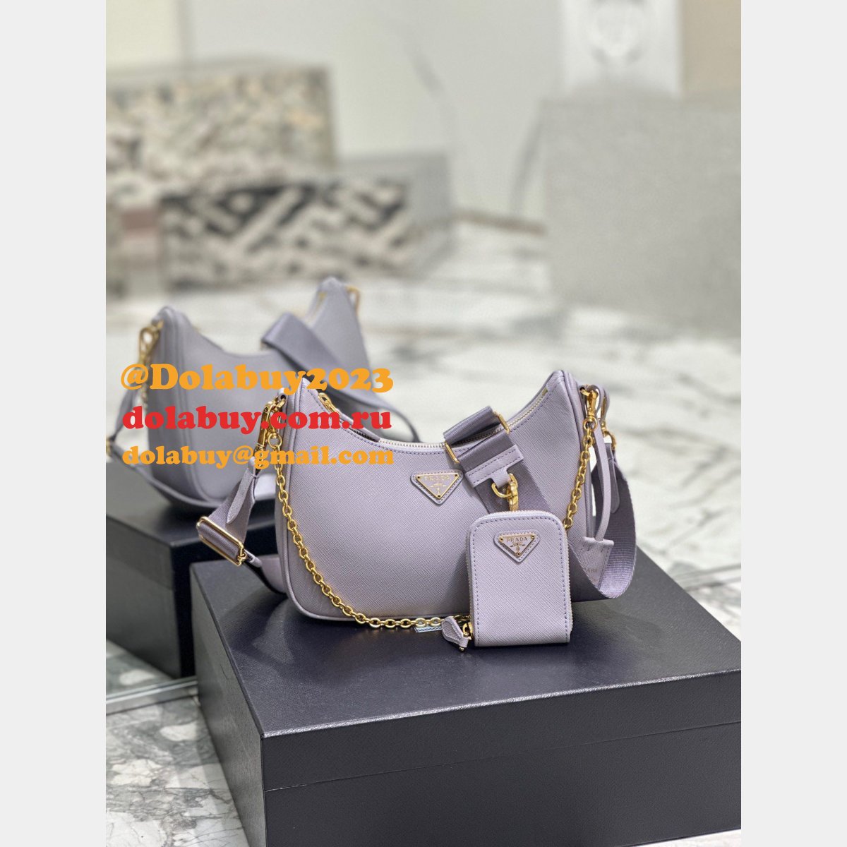 1:1 Clone Prada Replica Handbags Outlet Leather Hobo Re-Edition Online