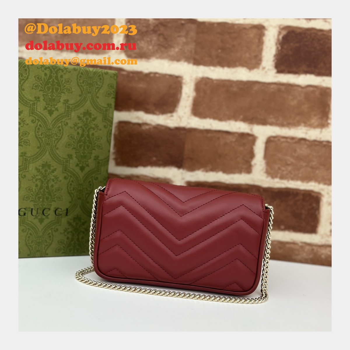 G*u*i replica rosso ancora gg marmont red matelassé chevron 476433/446744/443497 bag