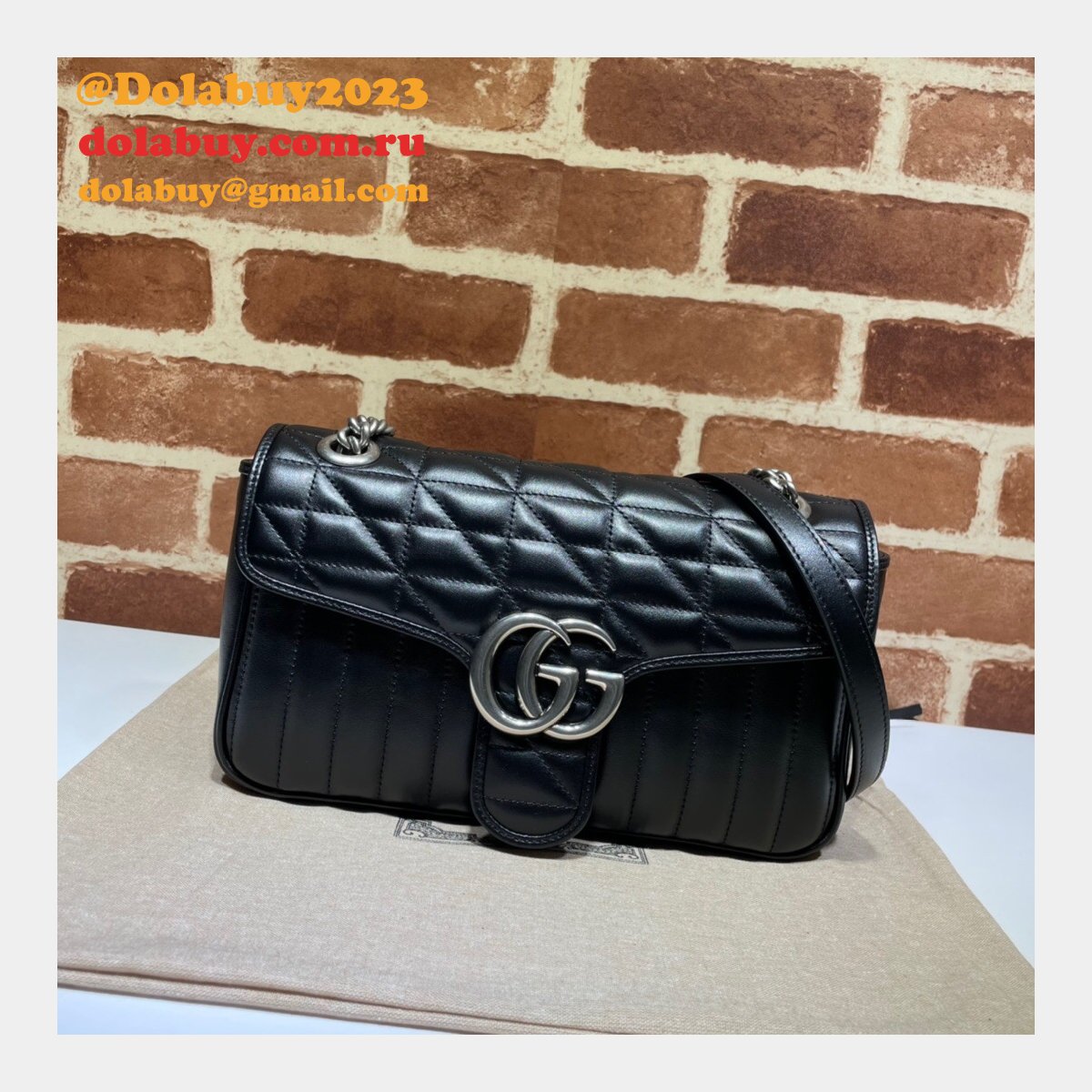 designer G*u*i replicas gg marmont matelassé shoulder bag in hibiscus black 443497 leather