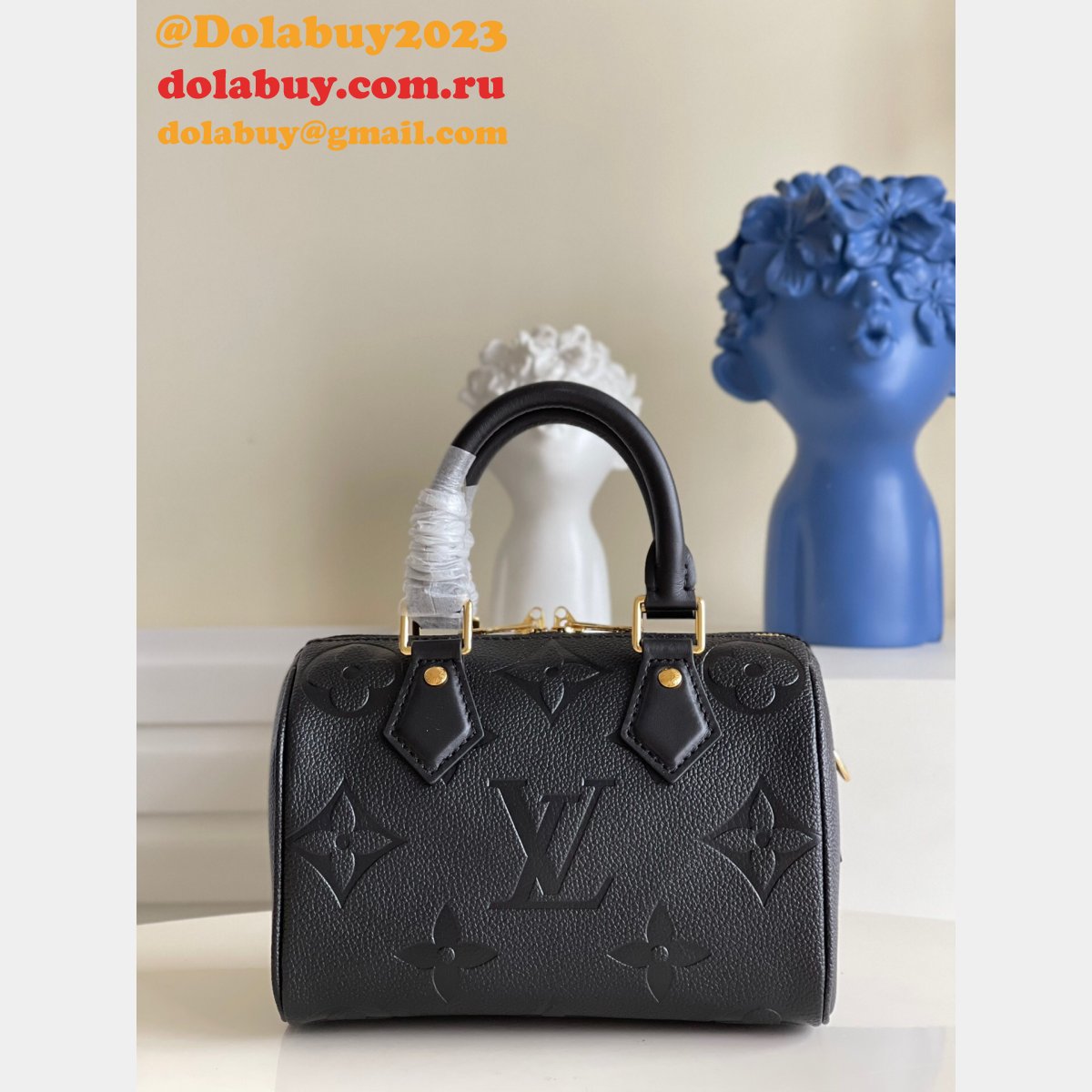 AAAA Replica Louis Vuitton M58953 Speedy Bandoulière 20 Monogram Empreinte Black
