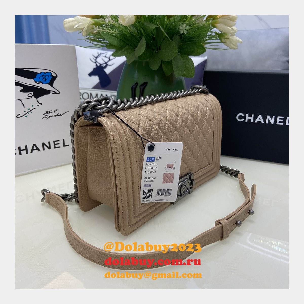 Replica CC Le Boy Flap Bag caviar leather 25CM