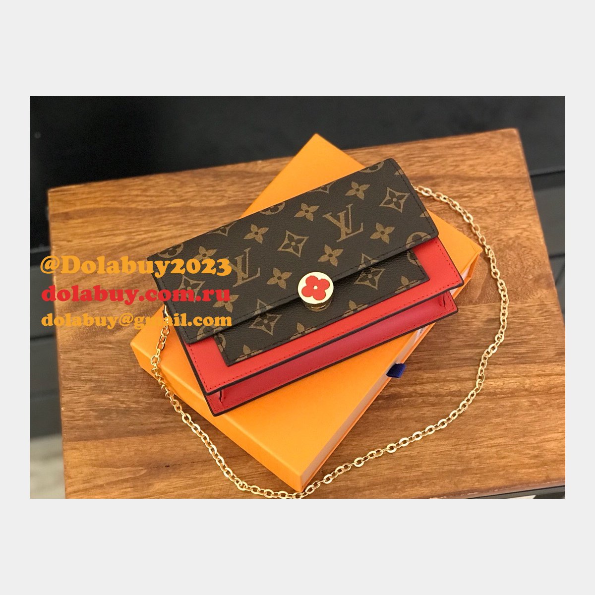 Louis Vuitton Best Flore Chain Wallet Monogram M67405 Brown