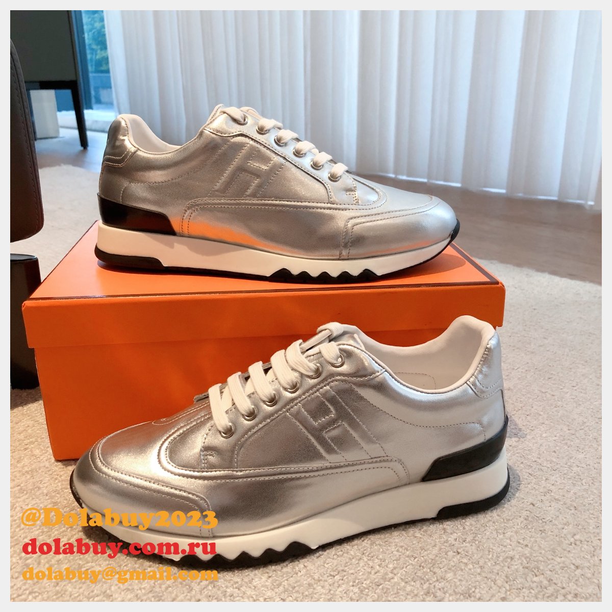 Wholesale Sneakers Leer Wit Hermes Knockoff Shoes