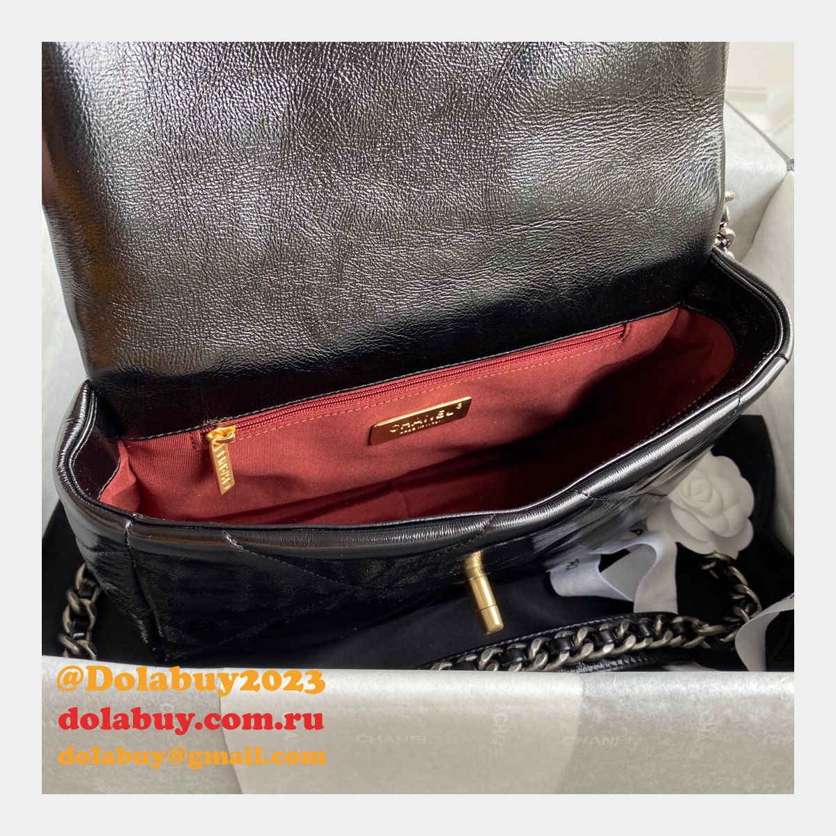 CC 7 Star 19 Large Flap AS1161 Black/Red Replicas 26CM Bag