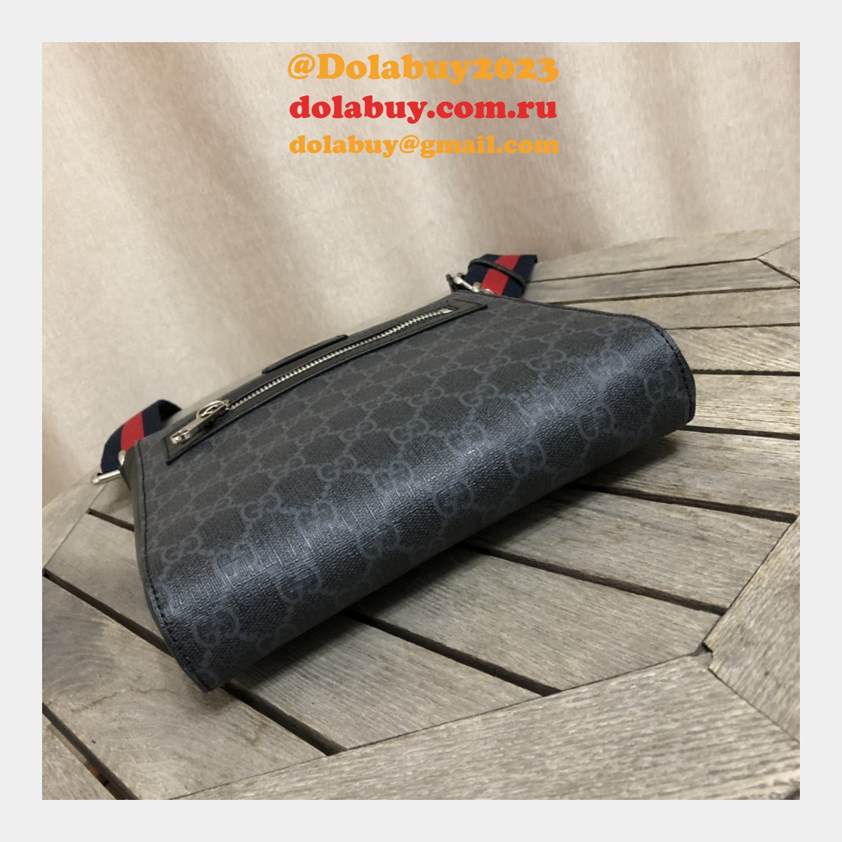 uk G*u*i fake black gg supreme small messenger 523599 bag