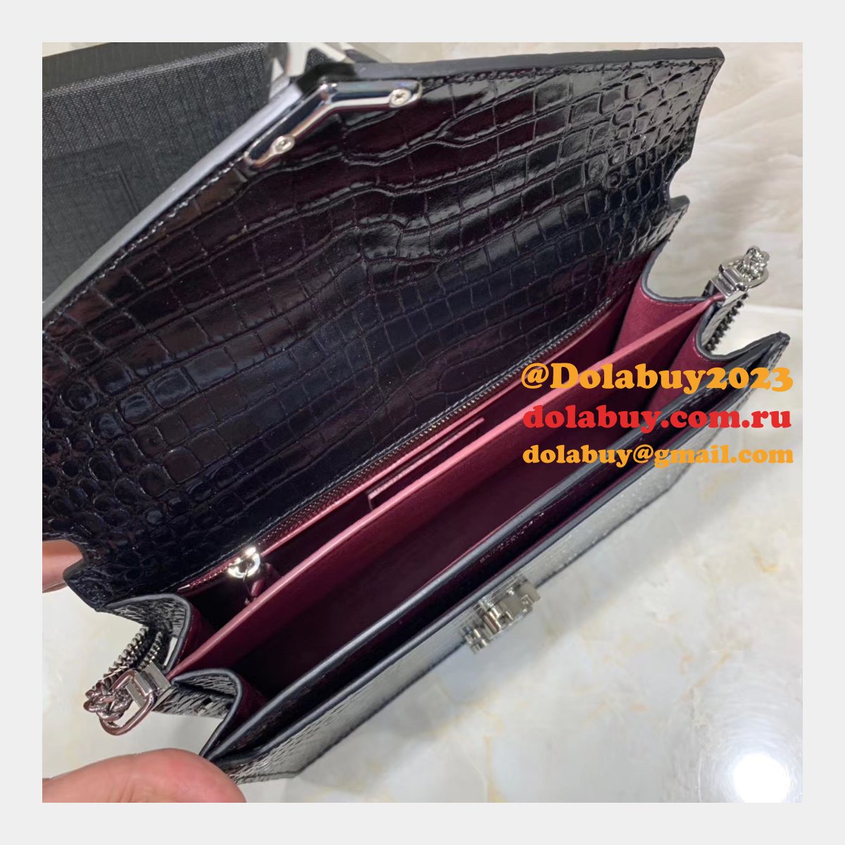 Saint Laurent AAA+ Replicas Shoulder 377057 Black/Red Bags