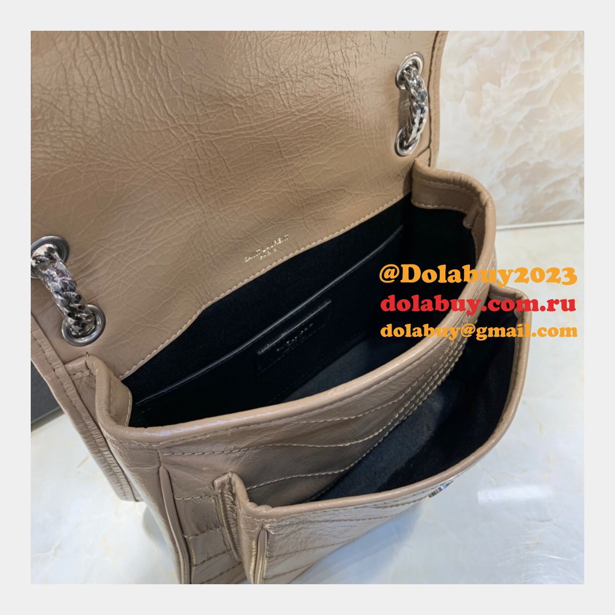 YSL Replica Niki 22cm crinkled vintage leather 533037