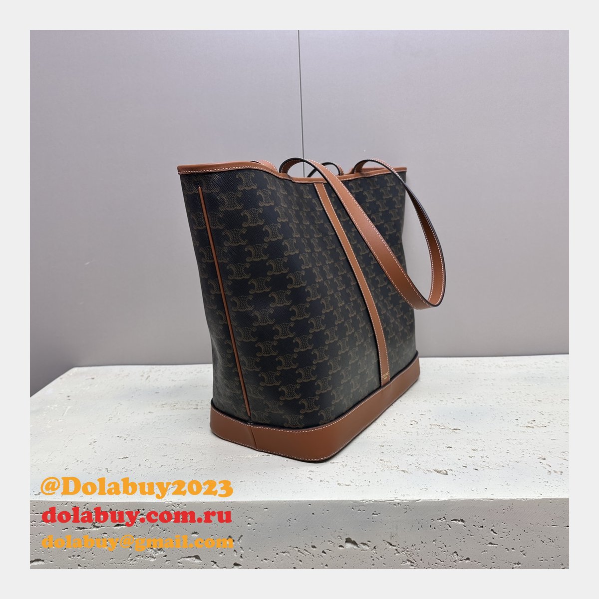 Designer 115072 Cabas Triomphe Canvas Tan Replica Bag