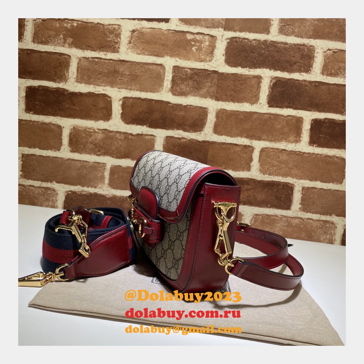 luxury G*u*i horsebit 1955 shoulder 658574 red bags for women