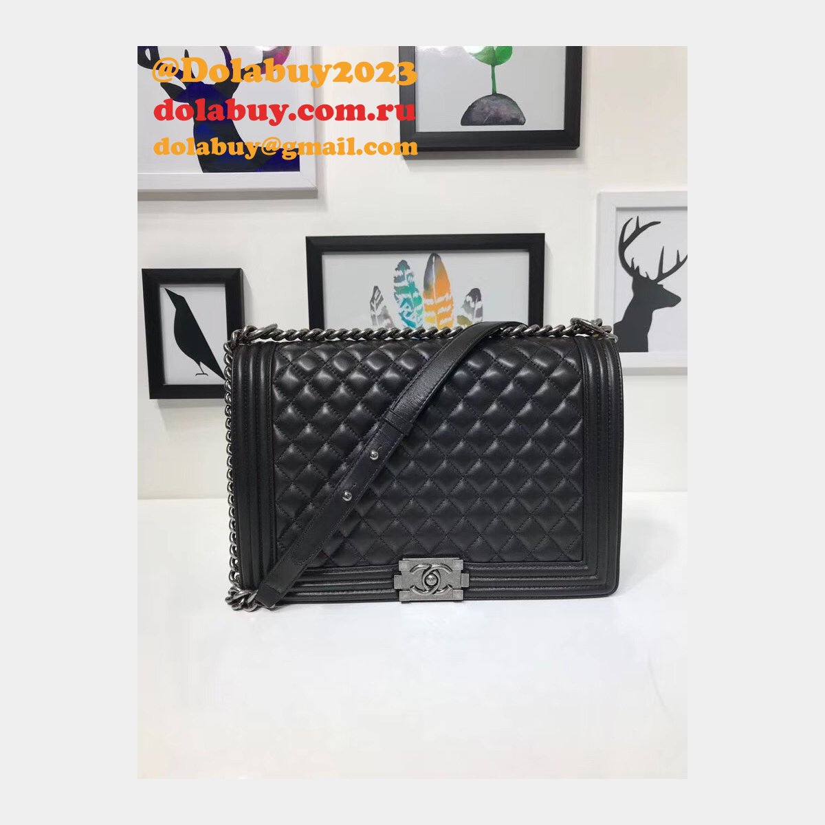 High Quality CC Le Boy Luxury Bags Lambskin 30cm