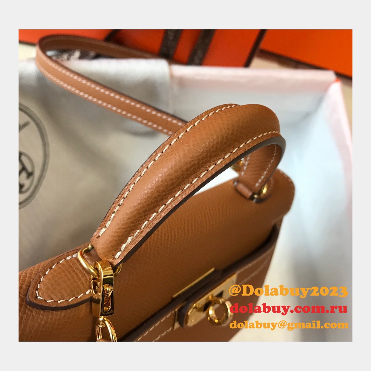 Camel Mini Kelly Replica Hermes Handbags
