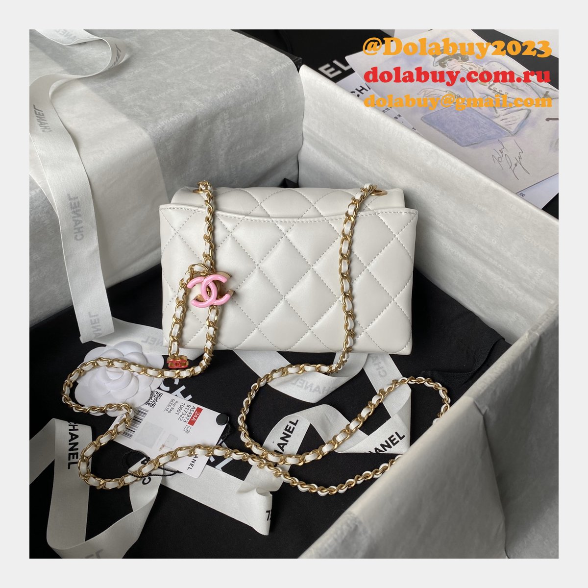 Shop 1:1 Mirror AS4973 Replica Shoulder Black/White Bags