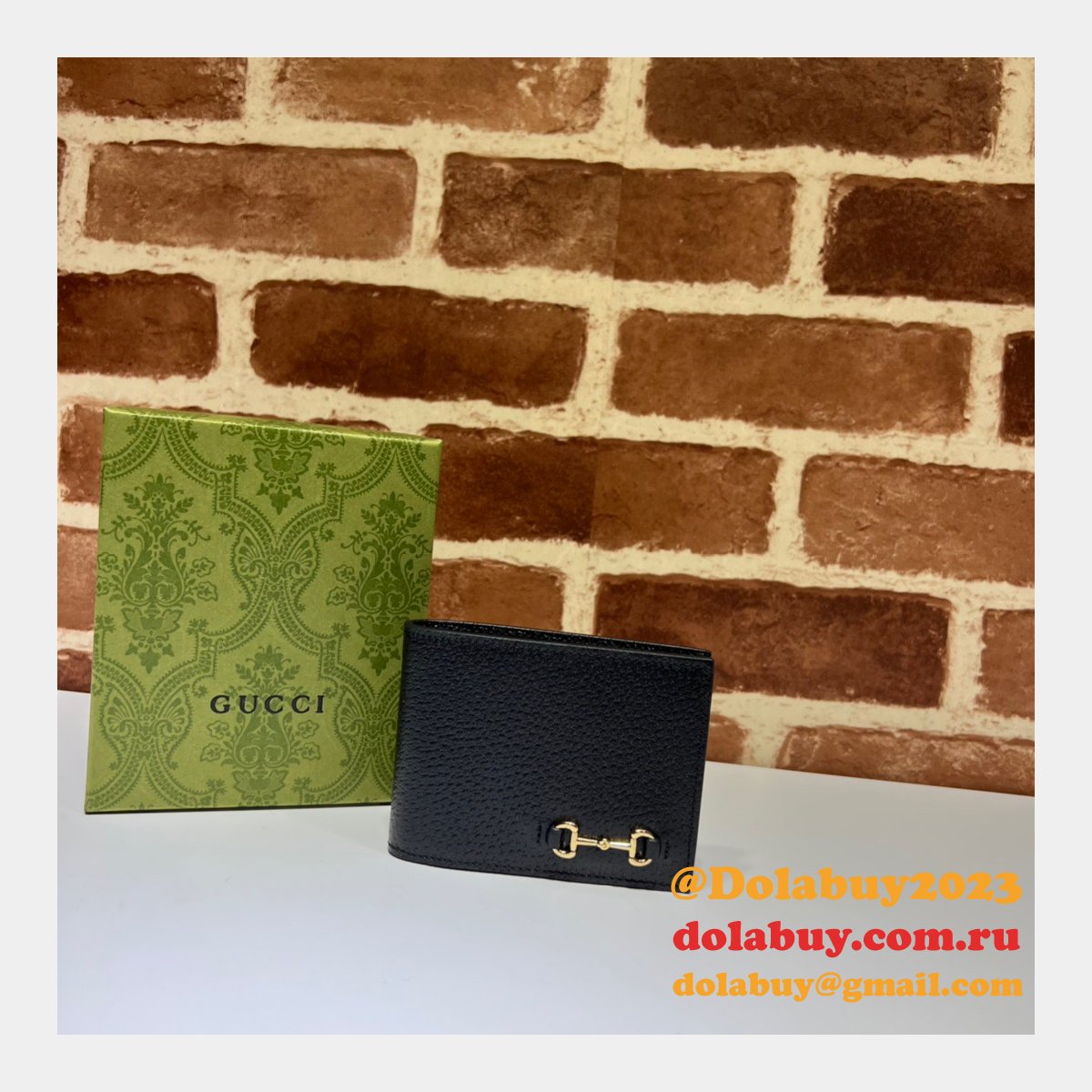 Gucci Fake 708554/700464 wallet Folio Horsebit black Designer Bag