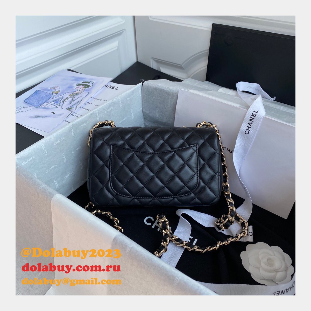 CC Replica Lambskin & Gold-Tone Metal AS2326 20cm Flap Bag