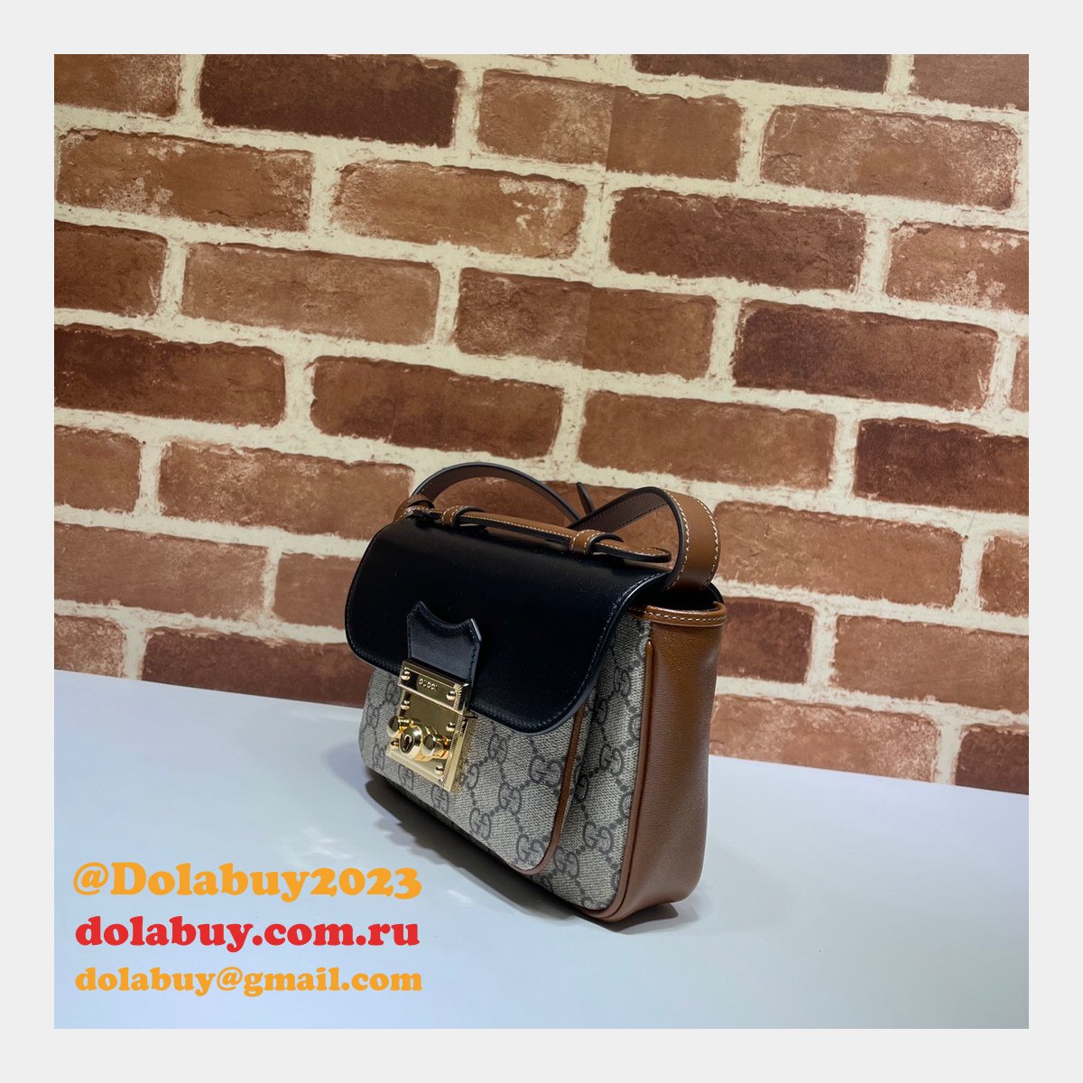 high quality G*u*i replica 658487 padlock mini bag in gg supreme canvas