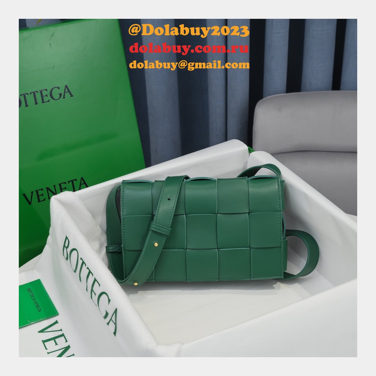 Top Quality Bottega Veneta Cassette Lambskin Crossbody Bag