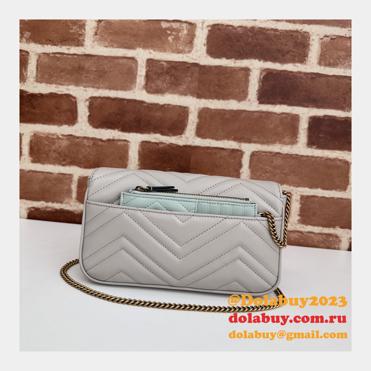 designer crossbody G*u*i copy 751526 gg marmont light-grey bag