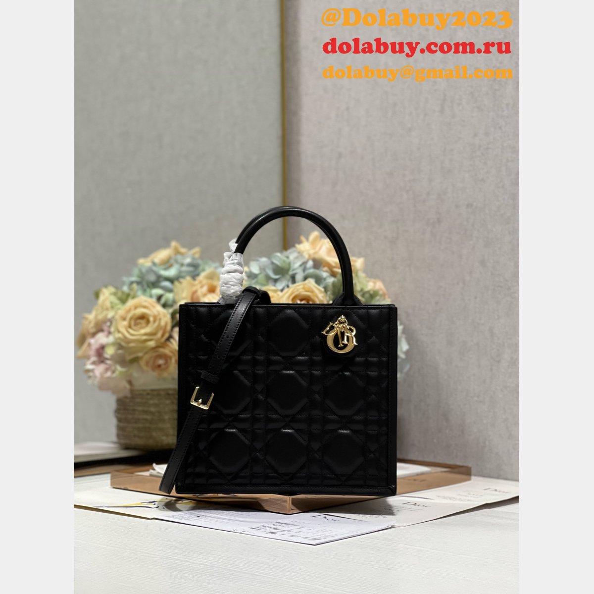 Designer dior book tote leather with strap 1286/1265