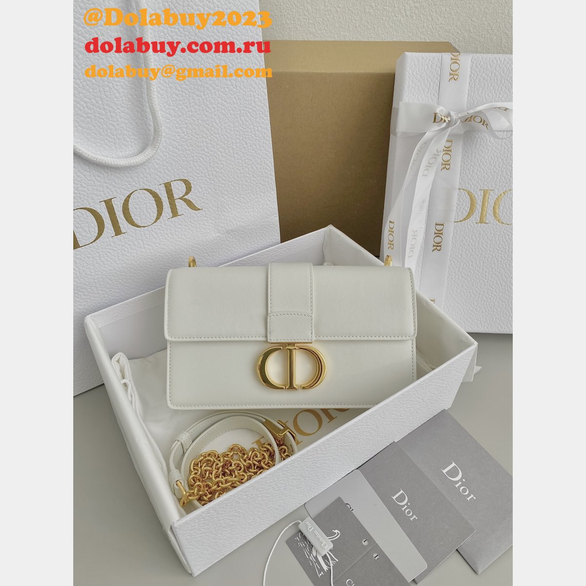 Replica Dior Black/White Montaigne High Quality 9207 Bag 21.5CM