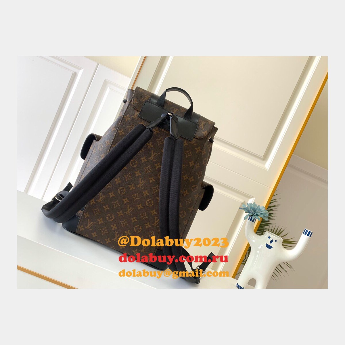 Louis Vuitton M43735 Christopher PM Monogram Macassar Canvas in Brown