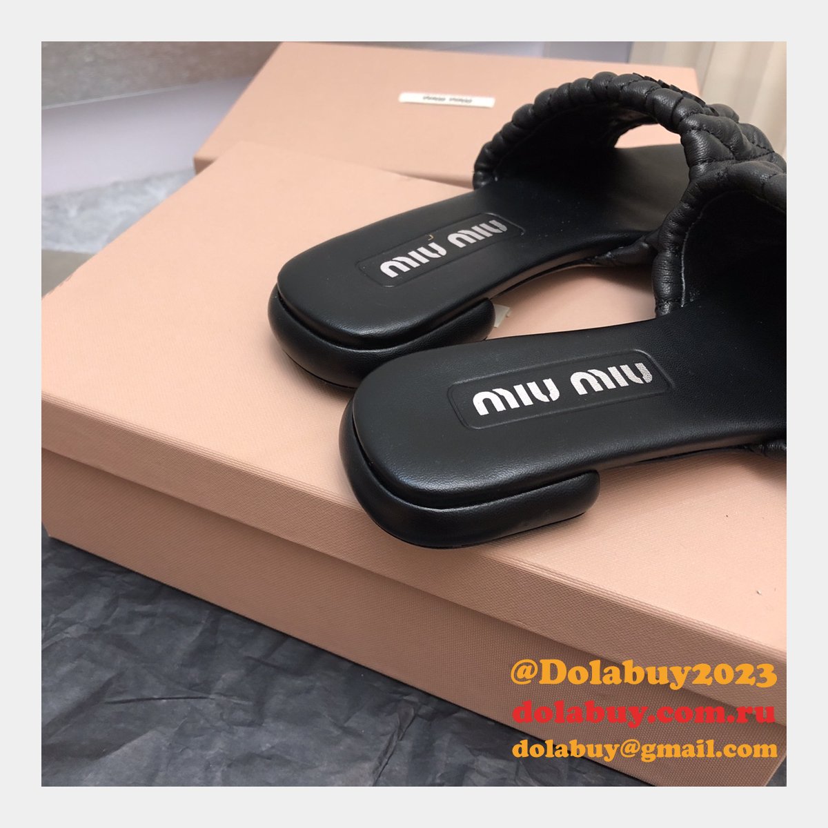 Wholesale Top Quality Miu Miu Copy Flat Sandals and Slippers Shoes