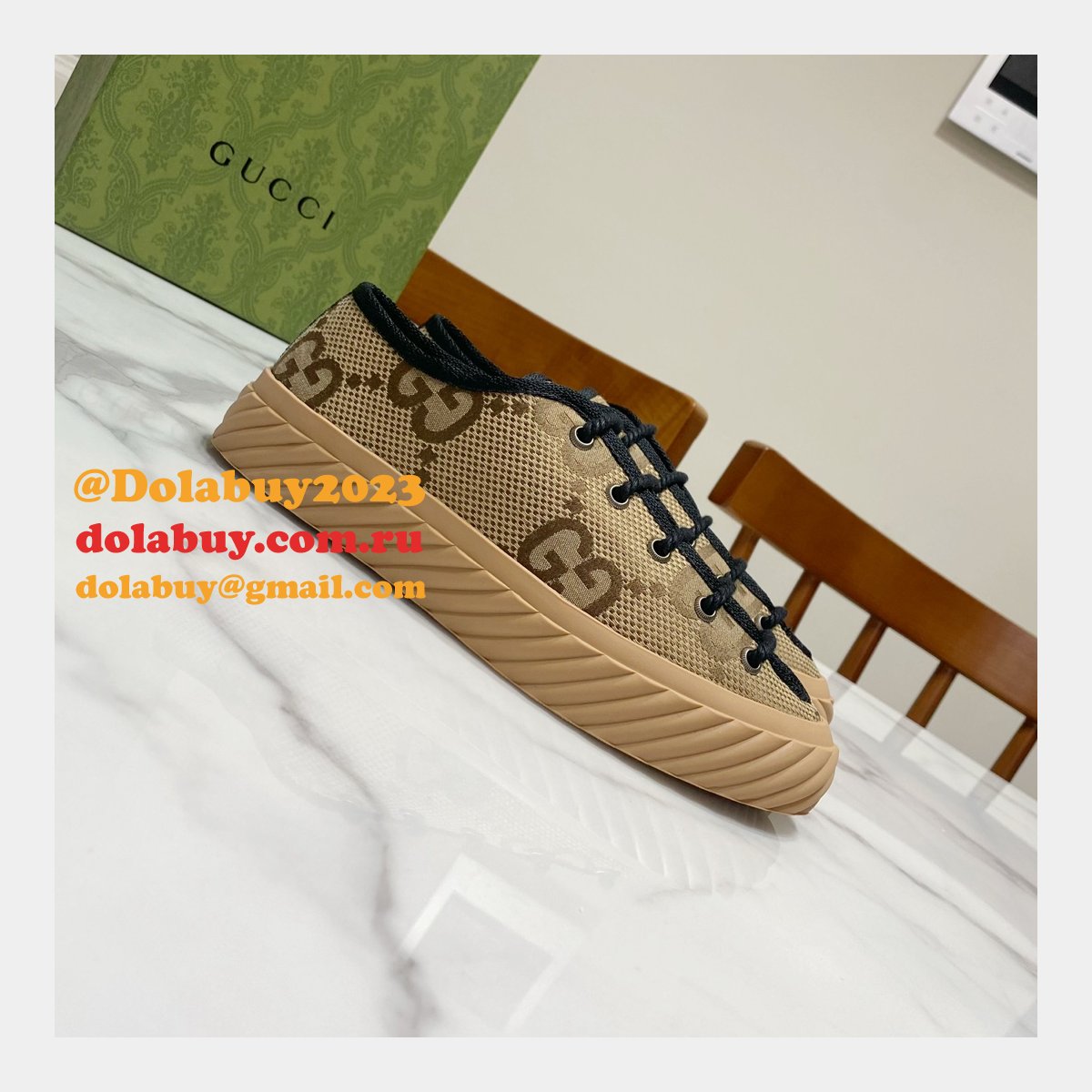 G*u*i shoes replica double g canvas 1:1 mirror high-quality