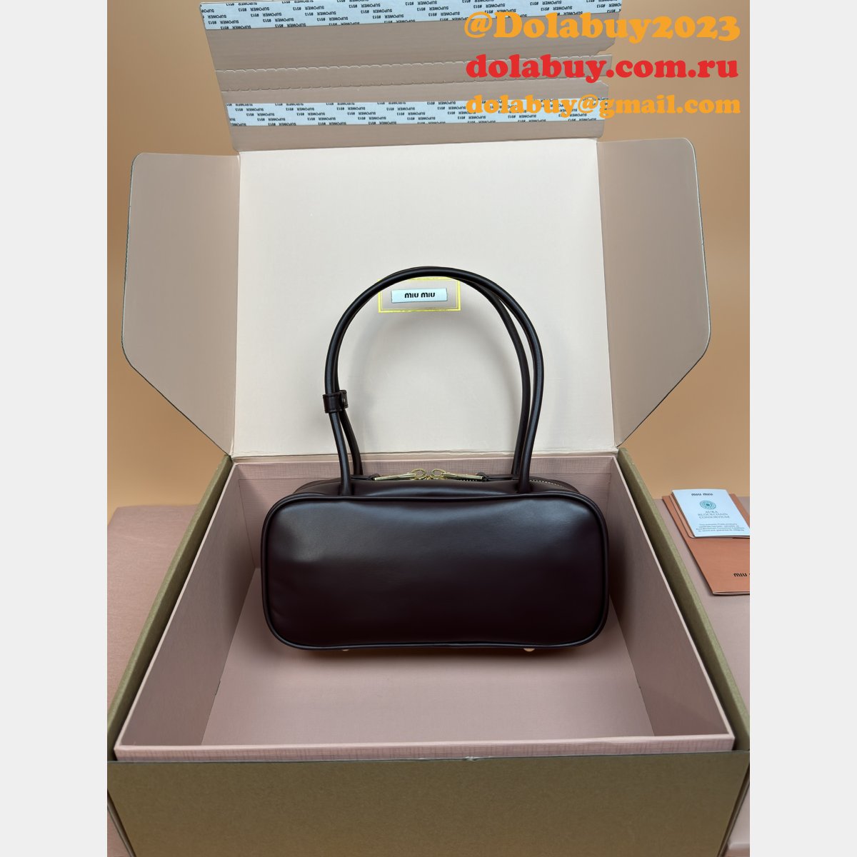 AAA+ Fashion MIU MIU 5BB173 Leather Beau Bag