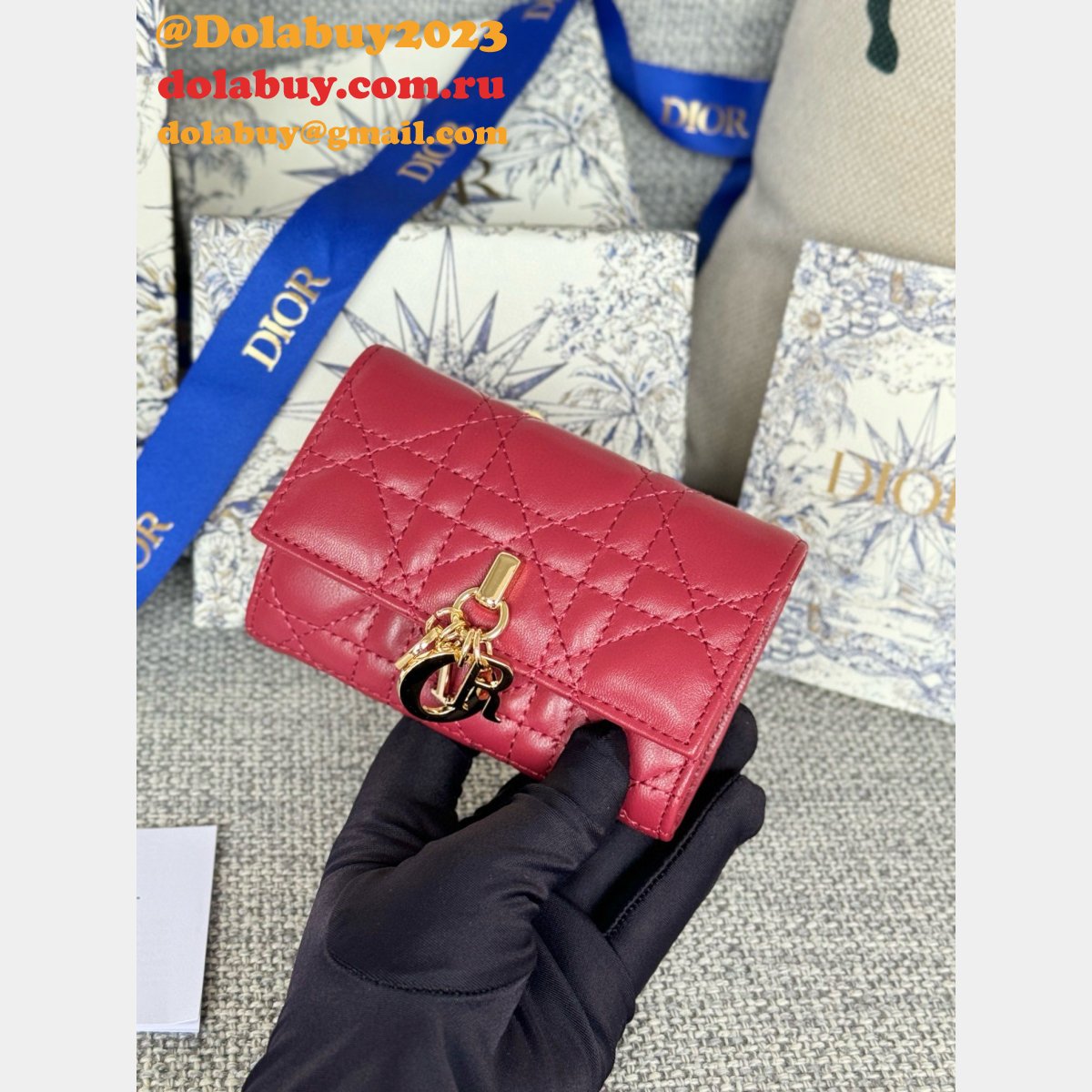Wholesale Dior Lady Lamb Skin Wallet Inspired