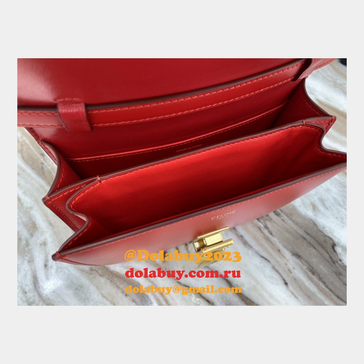 Celine Replicas Teen Classic Box Red Bag