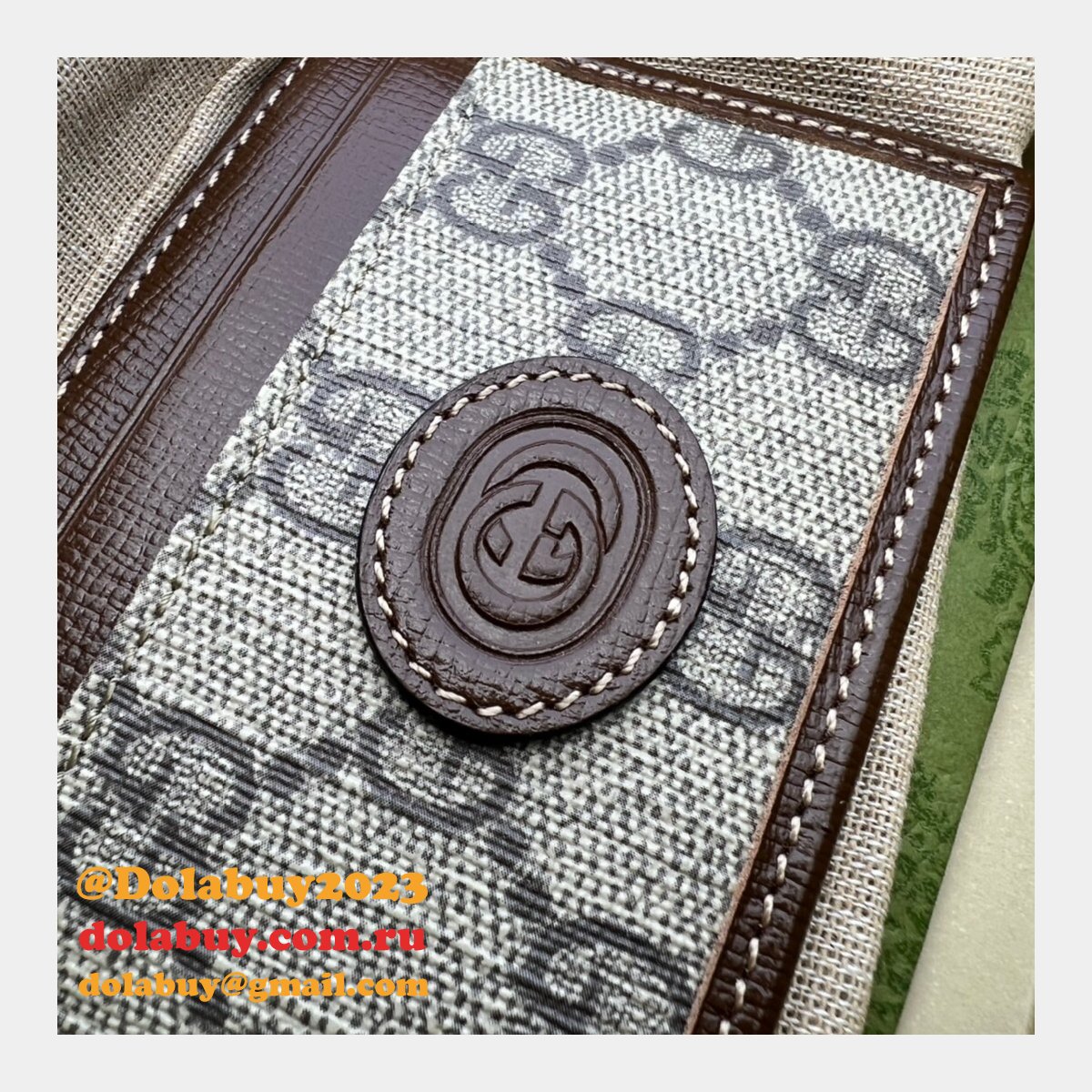 knockoff G*u*i 673002 card case with interlocking g holder for men