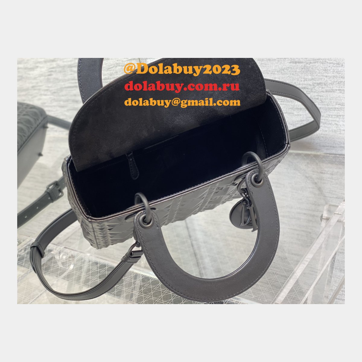 Christian Lady Dior 24cm AAA+ Replica Top Quality Black Bag