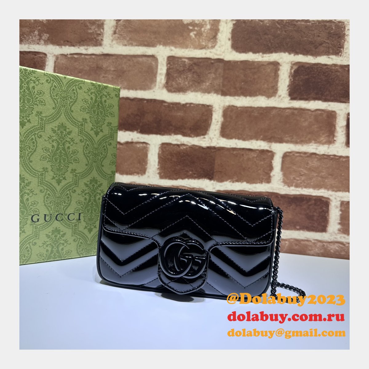 high quality gg marmont super replica G*u*i 476433 black bag