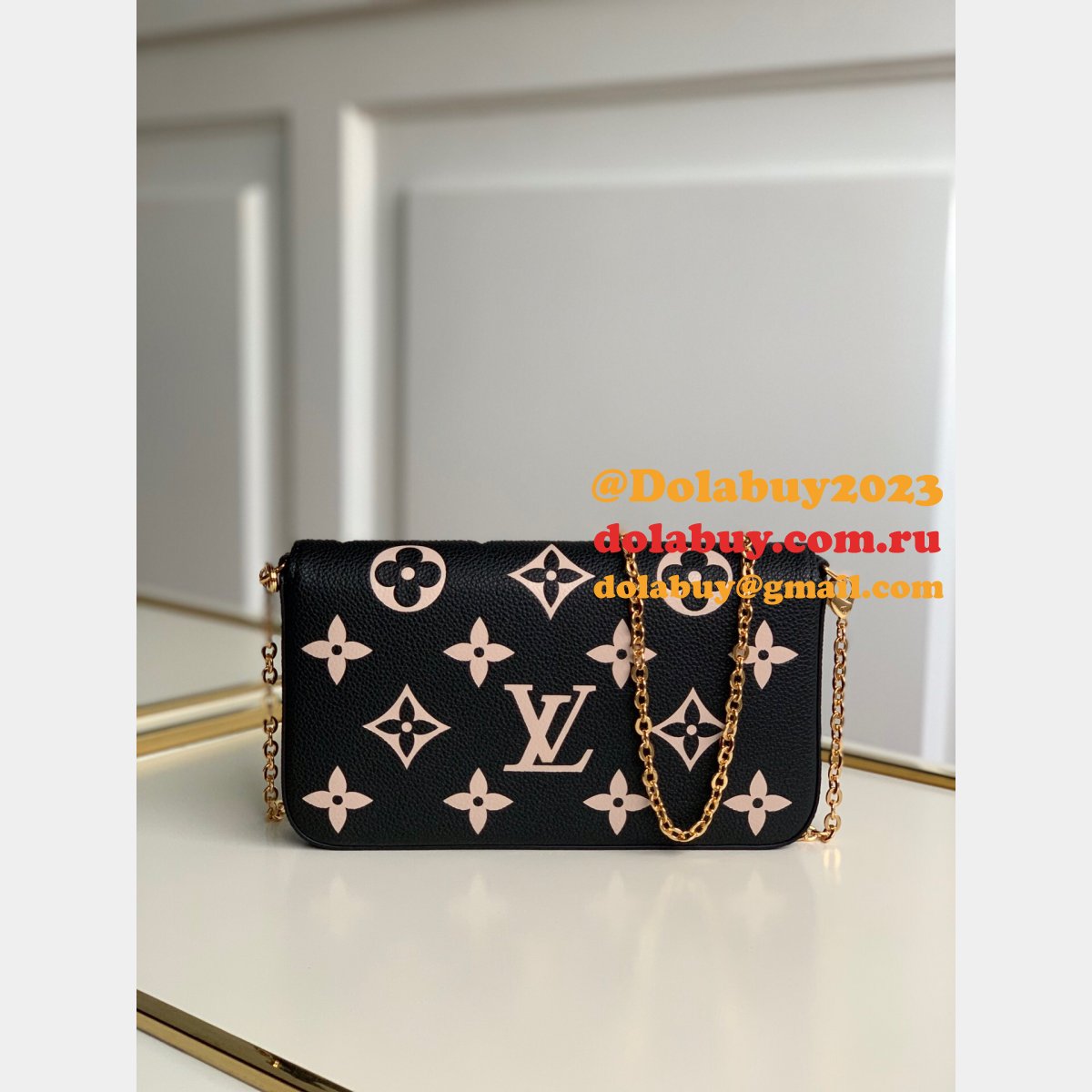 Louis Vuitton Félicie Pochette Monogram Empreinte Leather M69977 Cream Black
