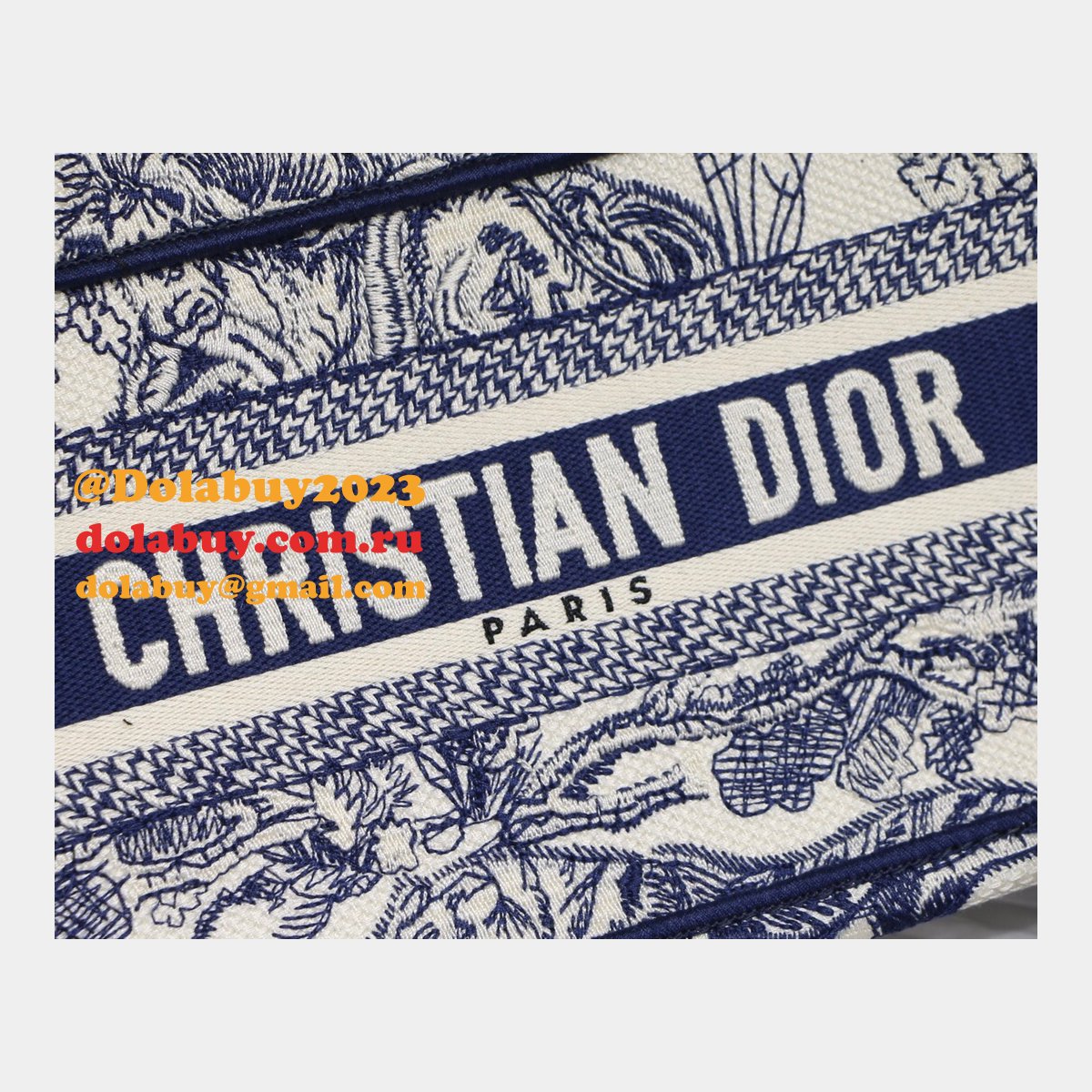 Top Quality Dior Replica Mini Book Tote Bag 22CM Canvas Embroidered