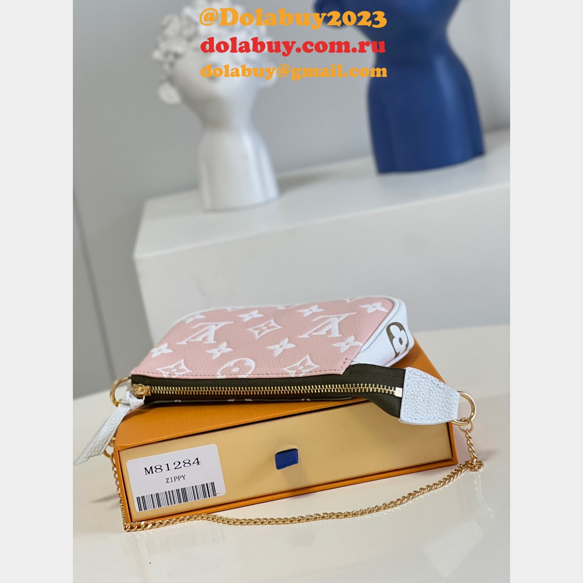 Louis Vuitton Designer Replica Mini Pochette M81284 Khaki/Beige/Cream Accessoires