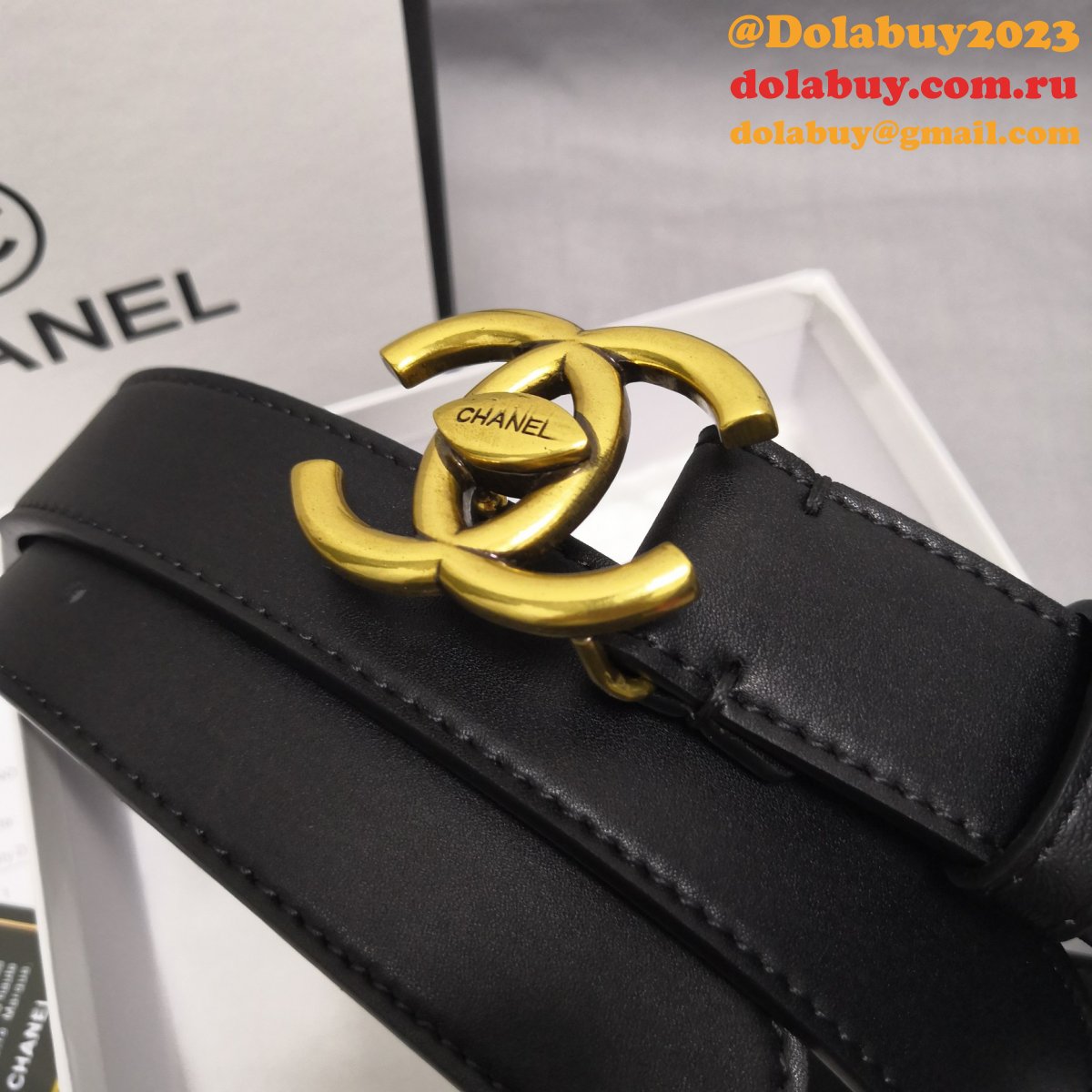 Fashion Replica CC Leather Belt With 3cm Black