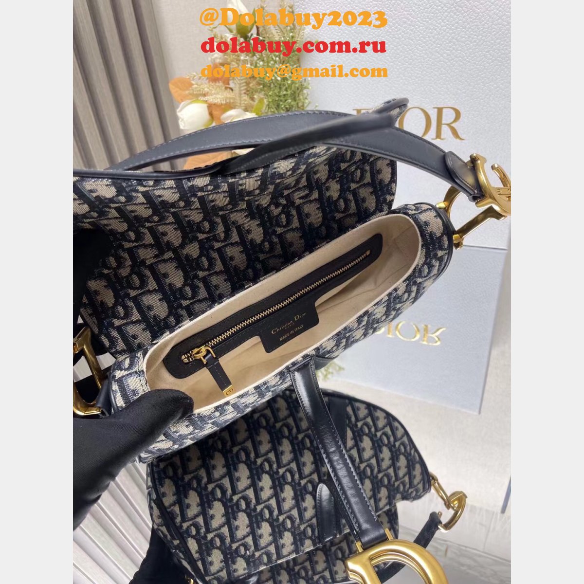 Our Christian Dior Designer Copy Saddle 19.5/25.5Cm Navy Bags