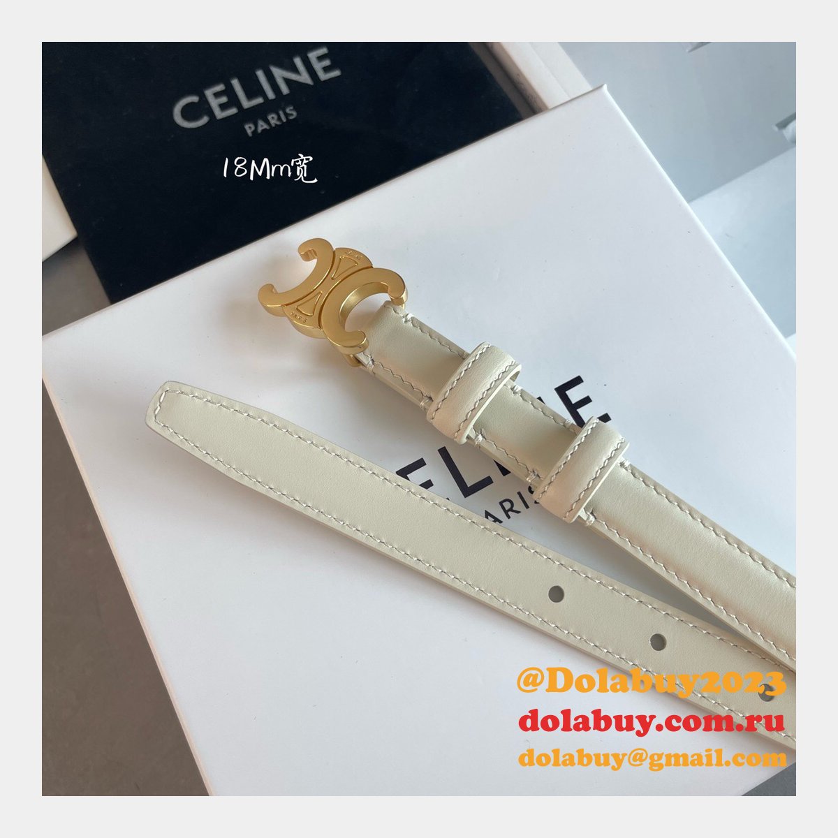Designer 18mm Dupe Belt White Replica