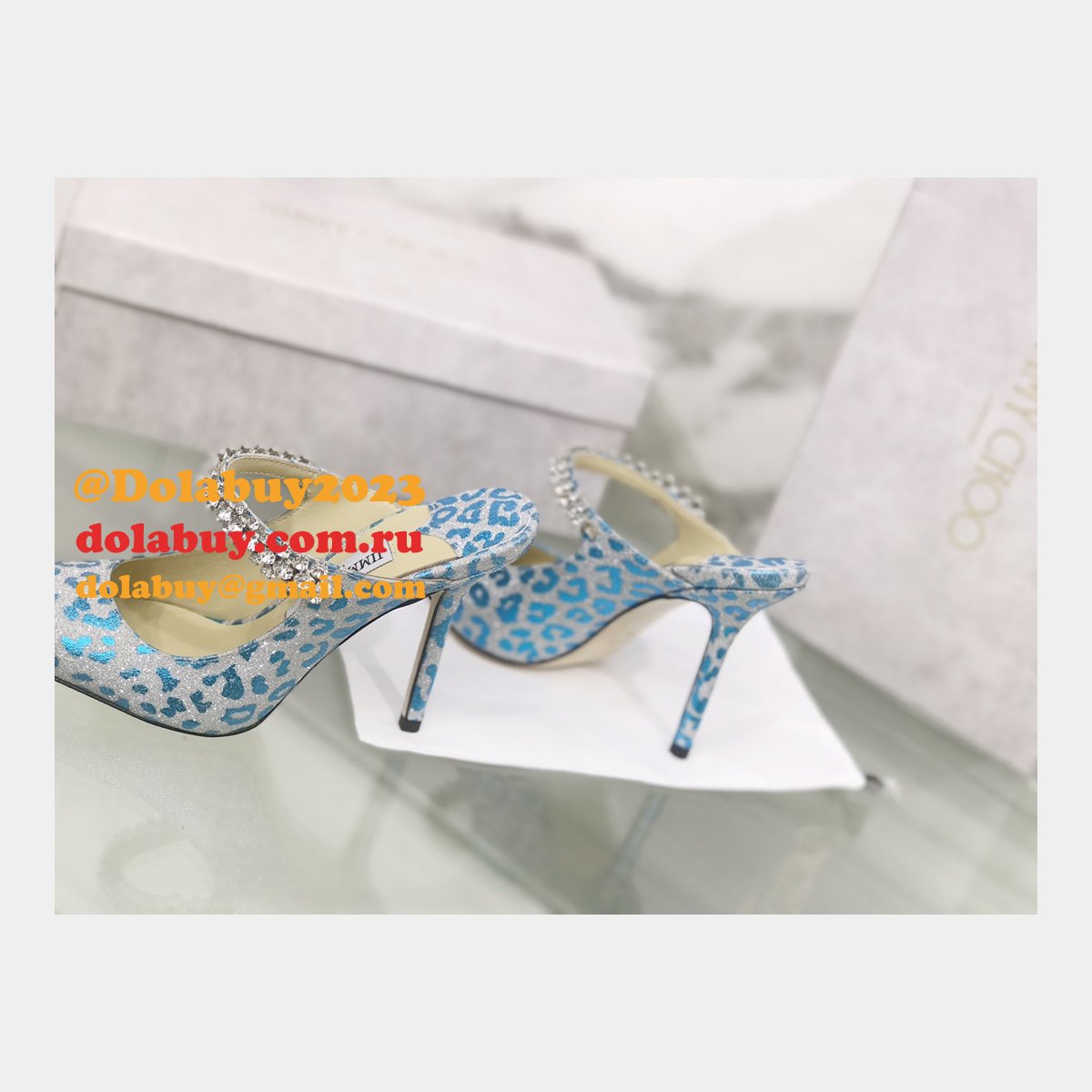 Animal Print Glitter Accents Mules Jimmy Choo Knockoff Shoes