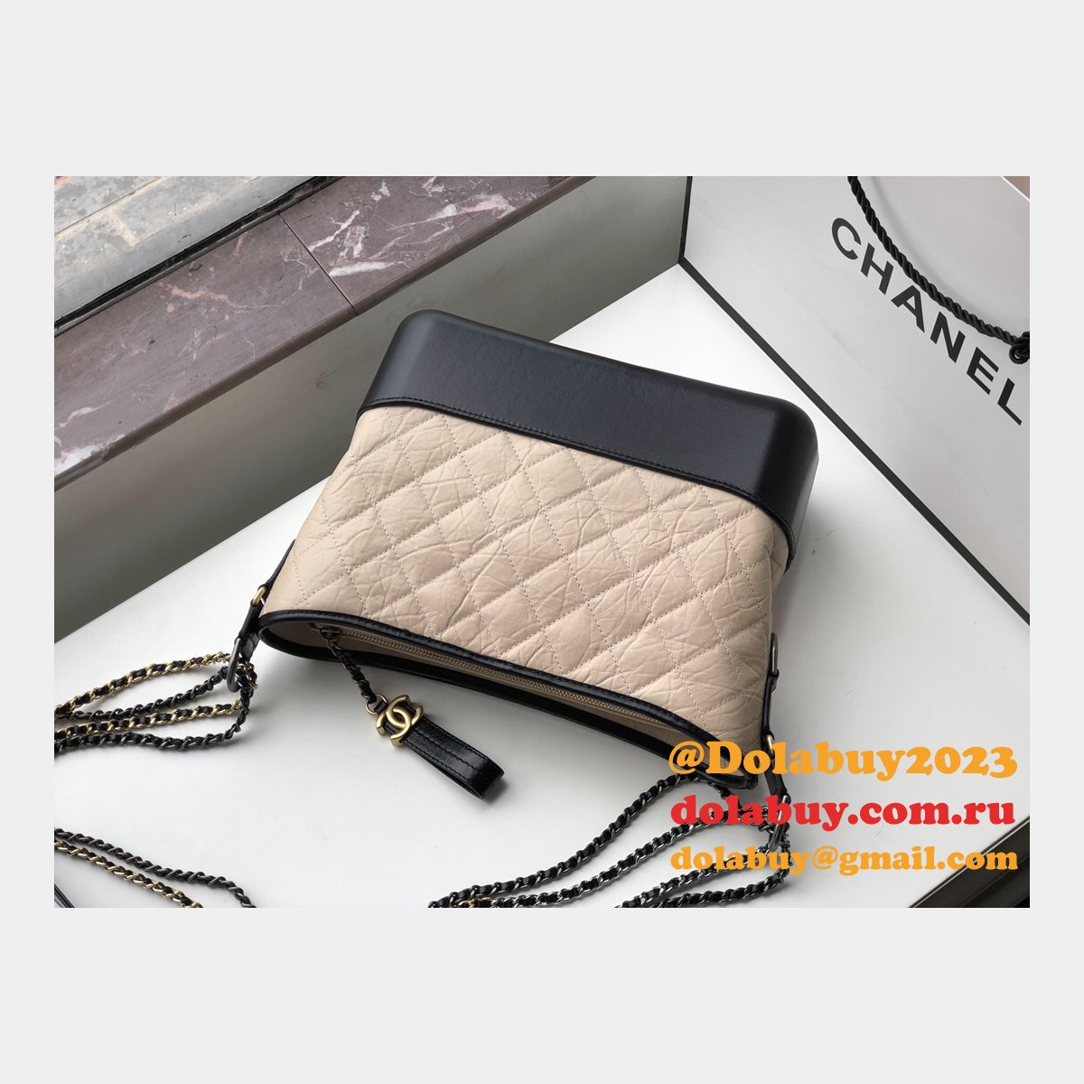 Best CC Gabrielle hobo bag 28cm Black Apricot