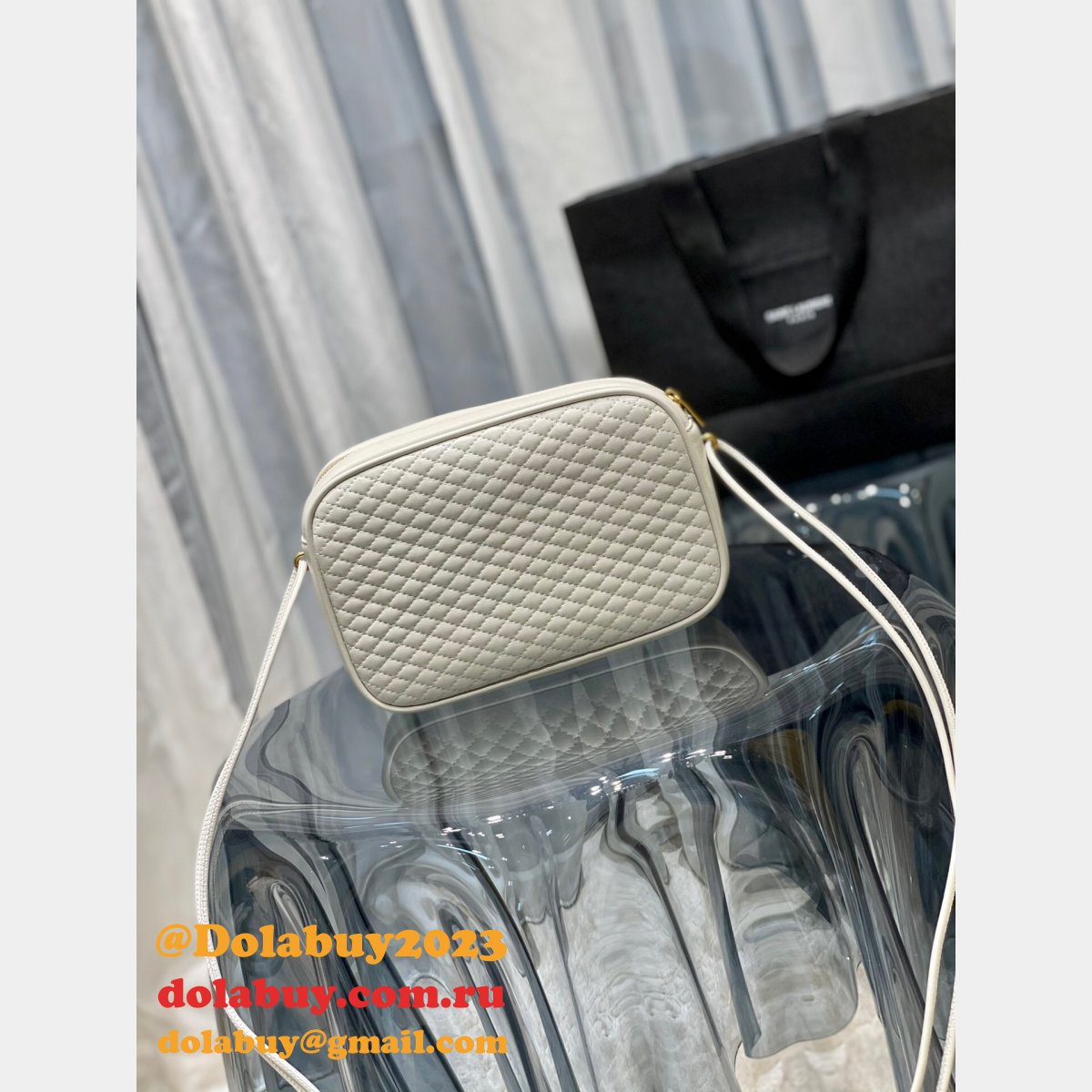 Replica YSL 64899 Red/White/Black Victoire camera bag High Quality