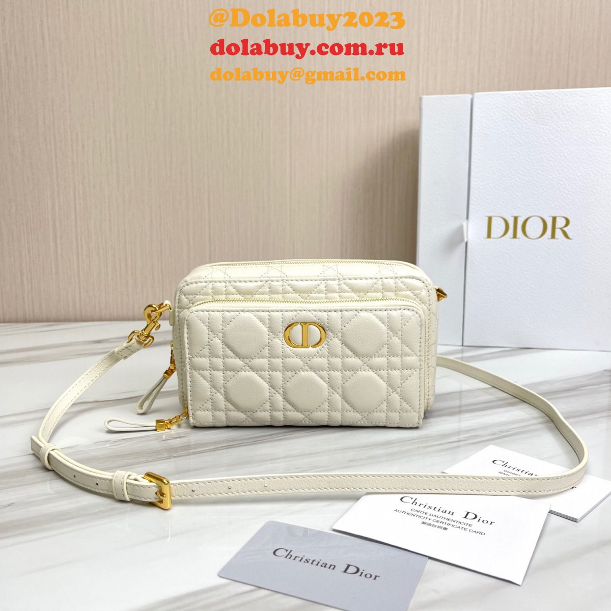 High Quality Dior Caro Bag Brown Supple Cannage Calfskin