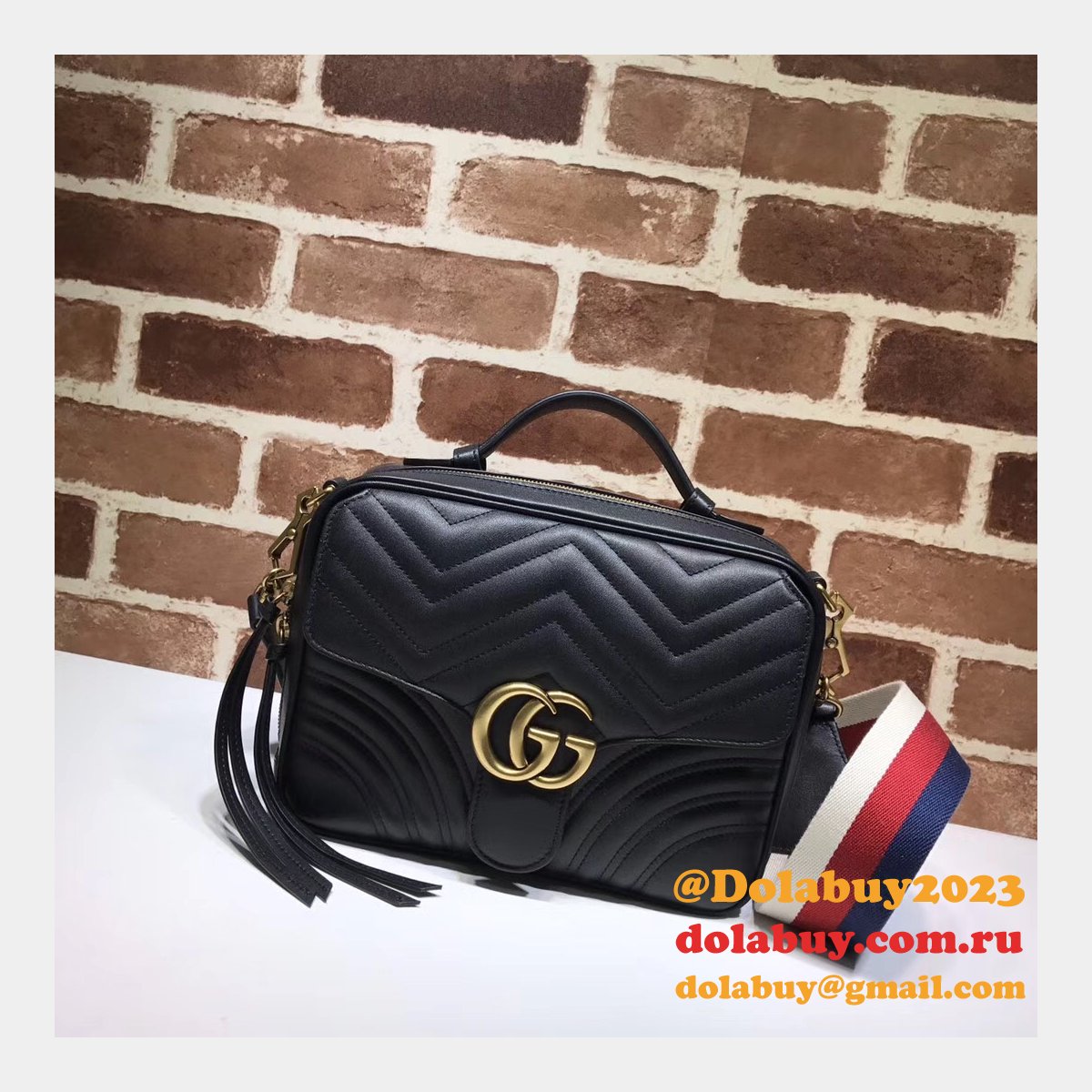 top quality G*u*i replica 498100 leather gg marmont small shoulder bag