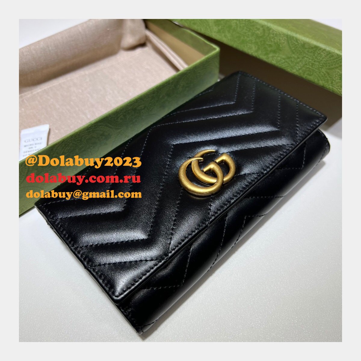 G*u*i high quality designer replica gg marmont continental wallet 443436 bag